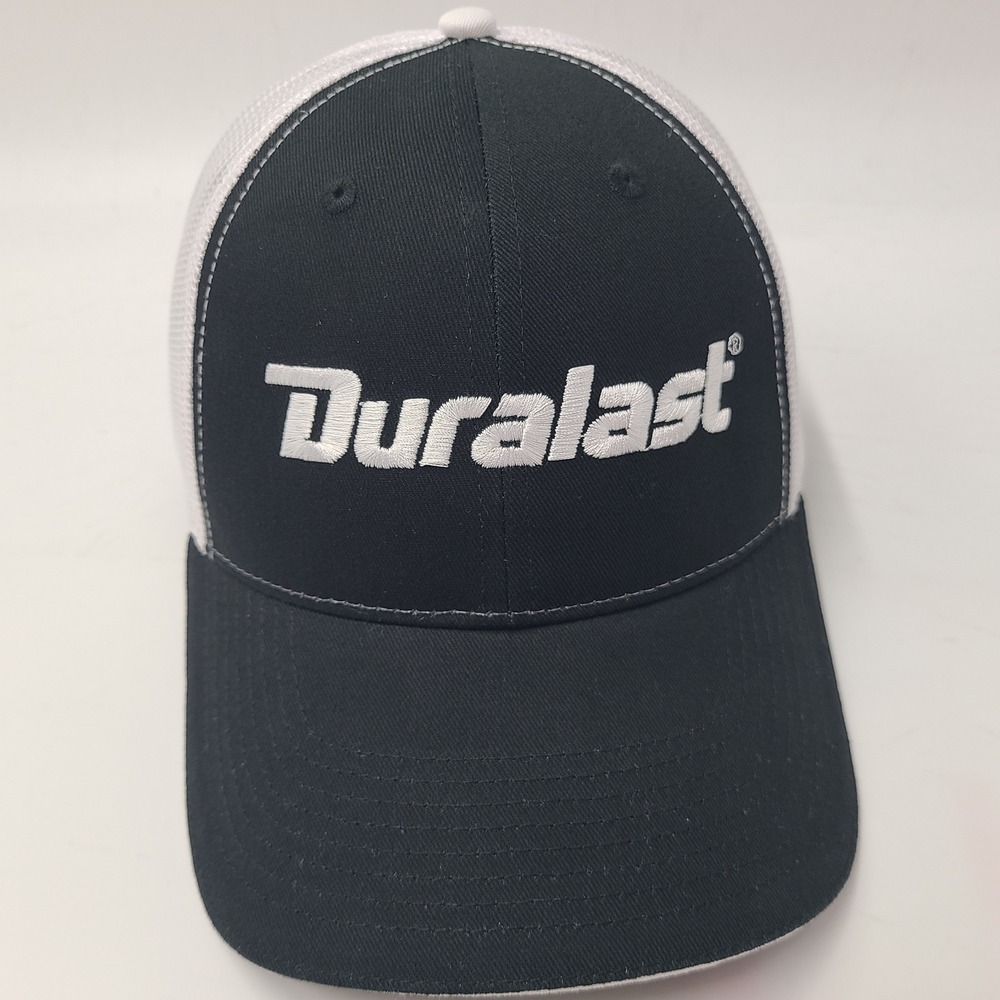 Duralast Hat Adjustable Trucker Mesh Black‎ White Automotive Auto Parts Logo Men